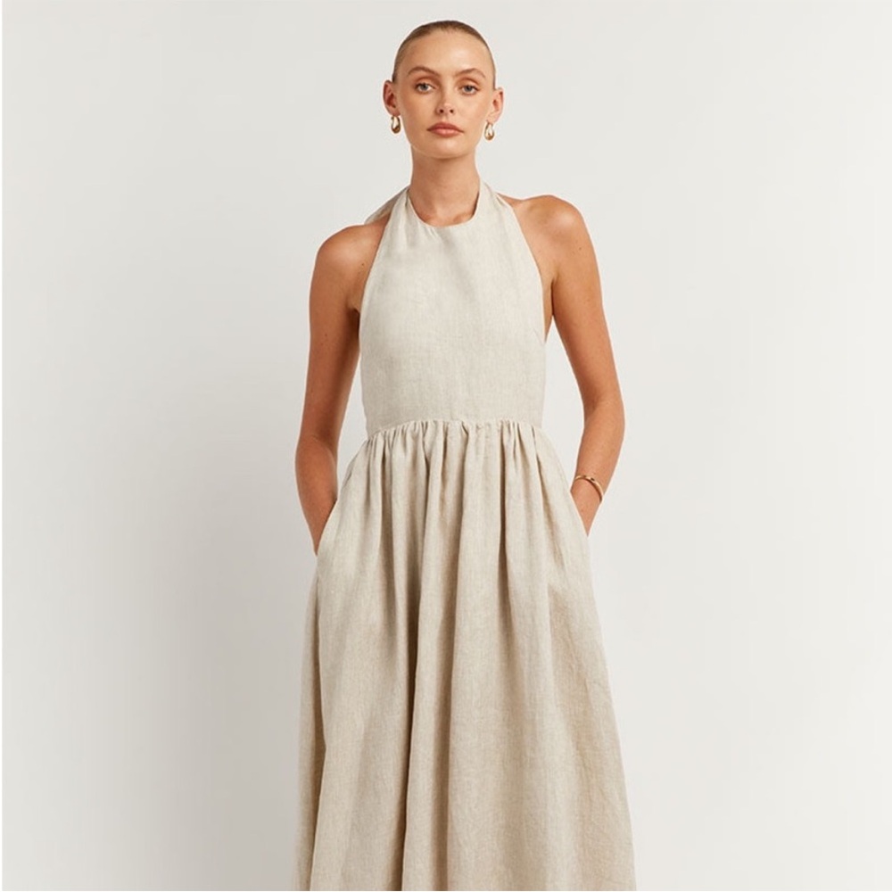 DISSH, Natural Linen Halter Dress, size Small/ US 4